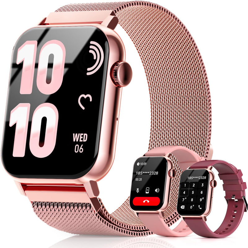 Trendia Smart Watches for Women, 1.83'' HD Fitness Tracker with Answer/Make Calls, Heart Rate/Sleep/SpO2 Monitor, 120+ Sport Modes, IP68 Waterproof, Compatible iPhone/Android Rose Pink