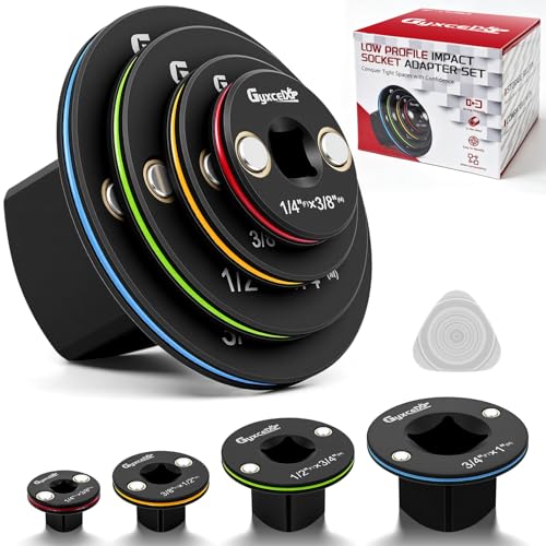 Upgraded Low Profile Impact Socket Adapter Set for Tight Spaces, Cr-Mo,4PC