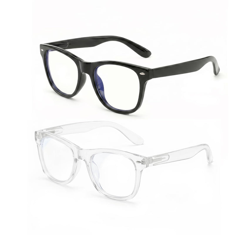 Kids Blue Light Glasses Boys Girls, Anti Glare Screen Eyewear Age 2-8 | LIGHTWEIGHT OPTICAL EYEWEAR REDUCES SCREEN GLARE TO BOOST VISUAL COMFORT DURING IPAD GAMING OR ONLINE SCHOOLWORK. Black + White Kids (2-8 years)