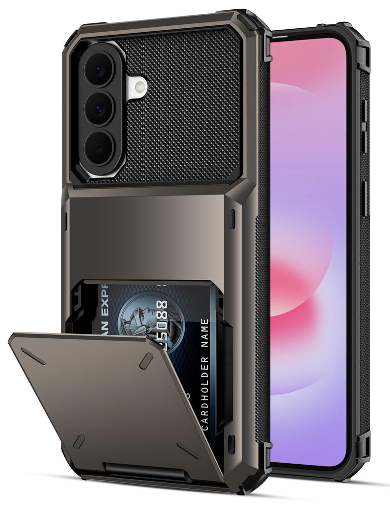 COOYA for Samsung Galaxy A37 Case Wallet, 5 Credit Card Holder, Gunmetal | ID Slot Flip Cover Wallet Case, Back Pocket Protective Hard Rubber Bumper Armor Non-Slip for Samsung A37 6.7 inch Women Men for Samsung Galaxy A37 6.7-inch Bronze
