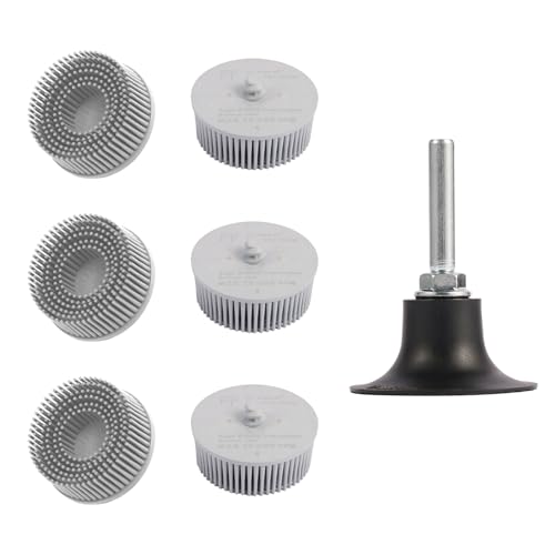 2 Inch Bristle Disc 6pack - 120 Grit with 1/4inch Shank Attachment Abrasive Coating Removal Brush Disc for Metal