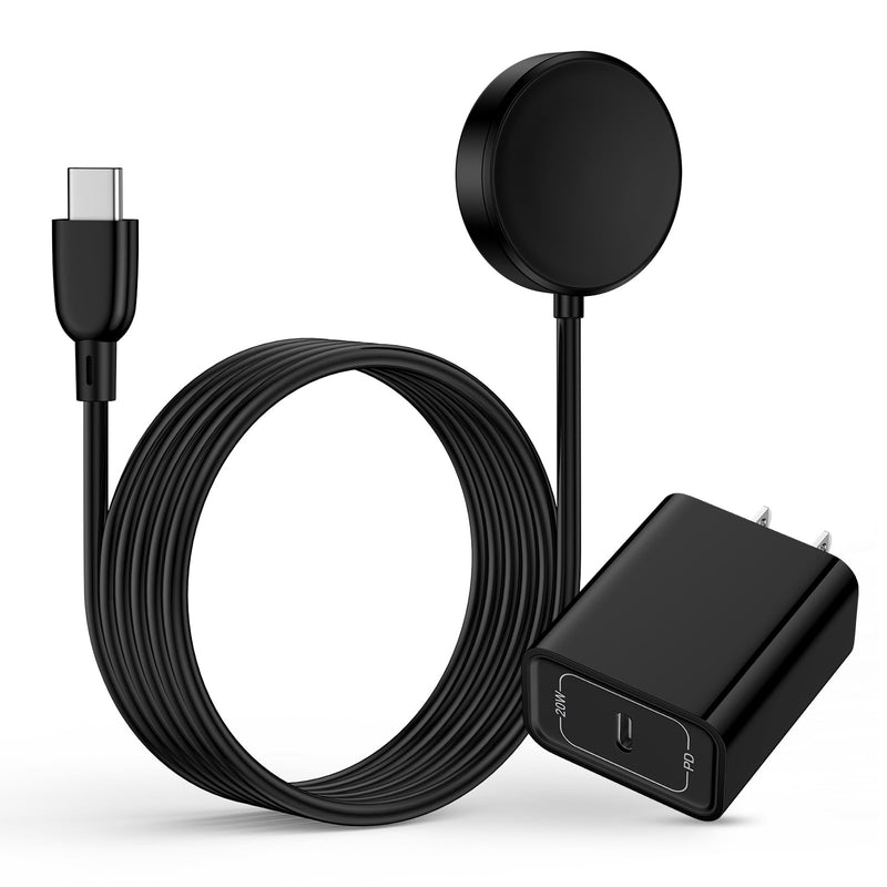 Samsung Watch Charger for Samsung Galaxy Watch 9/8/8 Classic/7/6/Ultra/FE | 5 Pro/4/3/Active 2 Fast Charging 3.5W USB C Magnetic Wireless Watch Charging Station and Phone Charger Cable 3FT Black 2 Pack