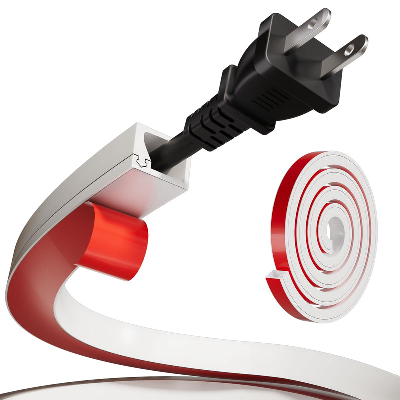 39" Silicone Cord Hider for 1 Cord, Self-Adhesive Wall Cord Cover | Flexible Side Buckle Cable Raceway for Wall Mounted TV, Home Office Desk Cable Management, White Small-39 Inch