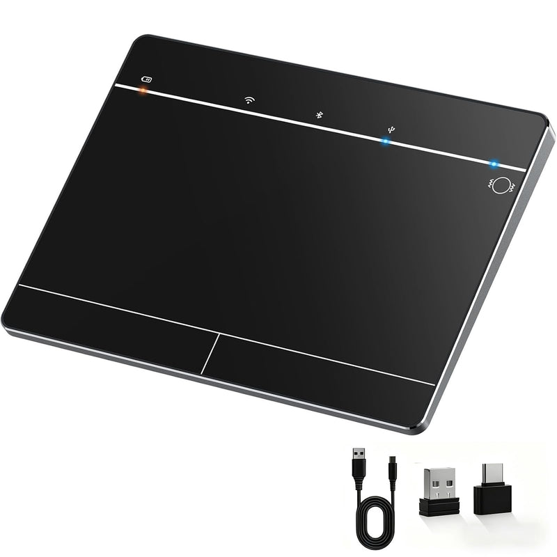 Wireless Bluetooth Trackpad for Windows 10/11, Supports 3 Connection Modes, High-Precision Multi-Gesture Touchpad, Compatible with PC Laptop Computer Black