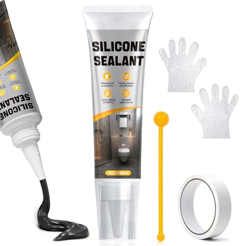 Black Caulk, Flexible Waterproof, Elastic Formula, Weather Resistant, 5 Oz Black