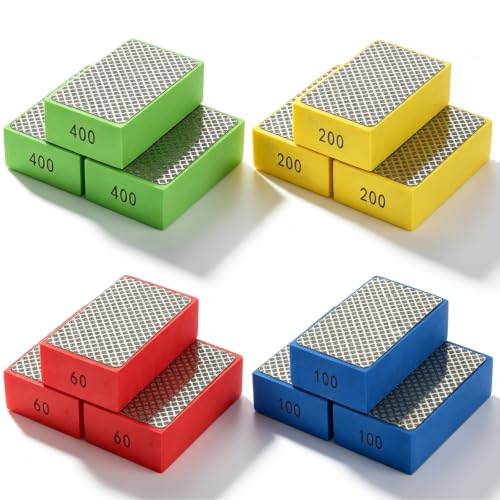12pcs Diamond Sanding Pads- Versatile Mesh Sanding Blocks 60/100/200/400 Grit for Wood, Glass, Edge Finishing and Ceramic Tile Tools