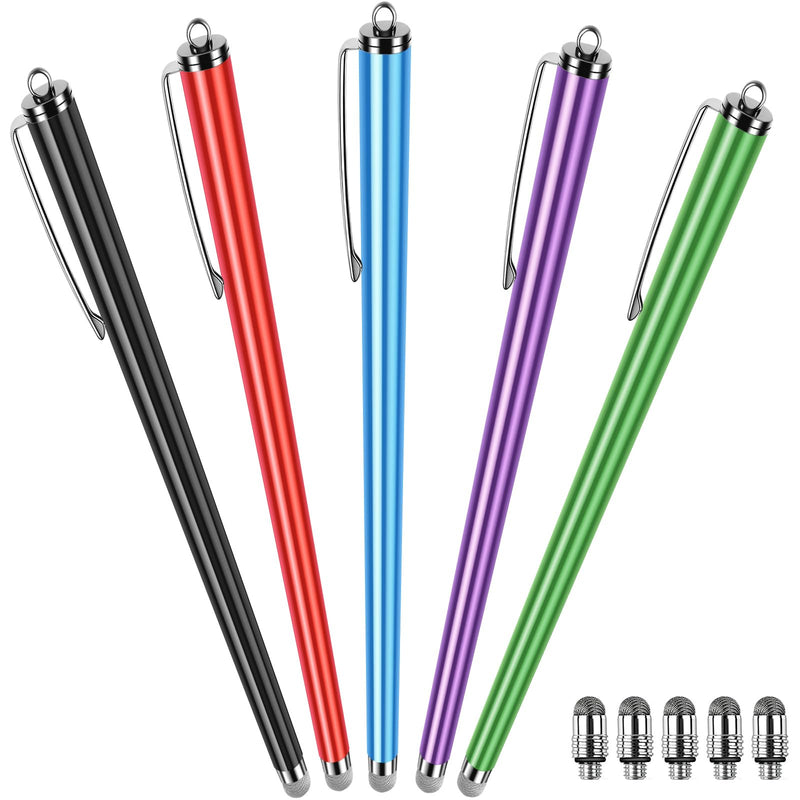 Long Stylus 5-Pack Capacitive Pen for Touchscreen, Universal Stylus Pens | for iPad iPhone Android Tablet & Laptop Touch Screens, High Sensitivity & Smooth nibs Fiber mesh Extra Long Stylus