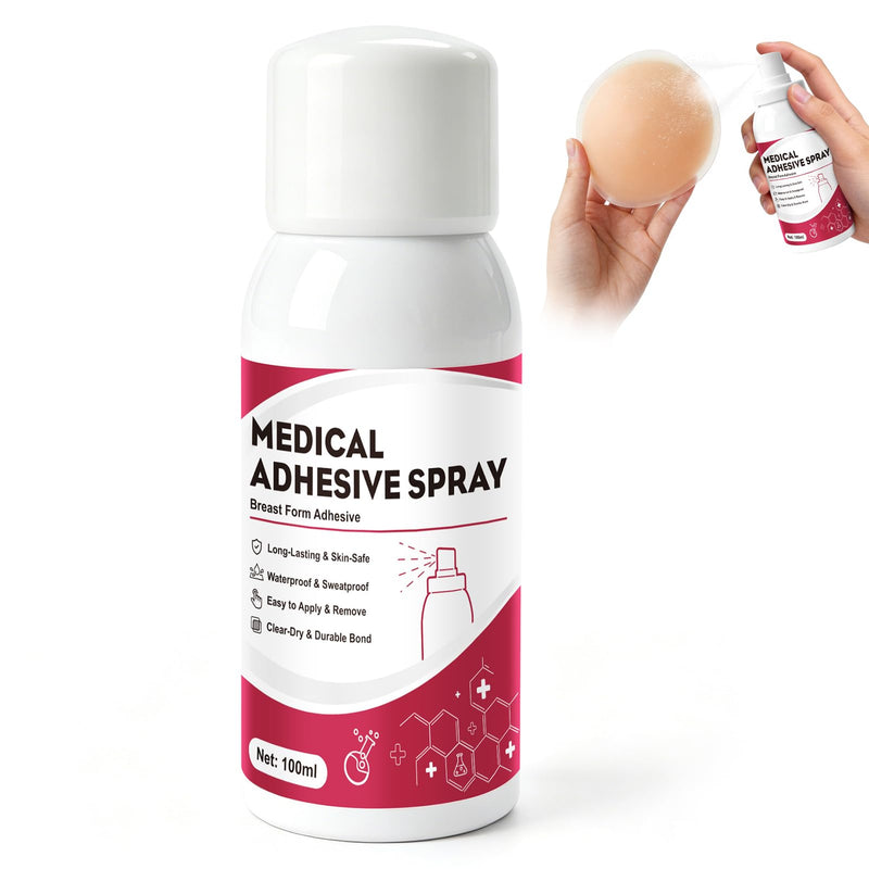 Breast Form Adhesive, Medical Adhesive Spray, Adhesive Spray for Skin, Strong Adhesion, Waterproof and Durable, Suitable for Breast Forms, Transgender People and Cross-Dressers, 3.5 Oz