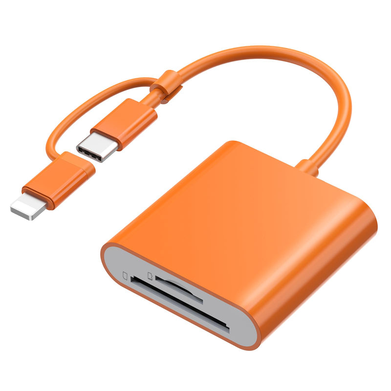 SD Card Reader for iPhone USB C & Lightning, SD Card Adapter Memory Card Reader for Digital Camera Adapter to iPhone/iPad/Mac, Support SD/MicroSD/TF/Sim Card, Camera Accessories, Plug and Play