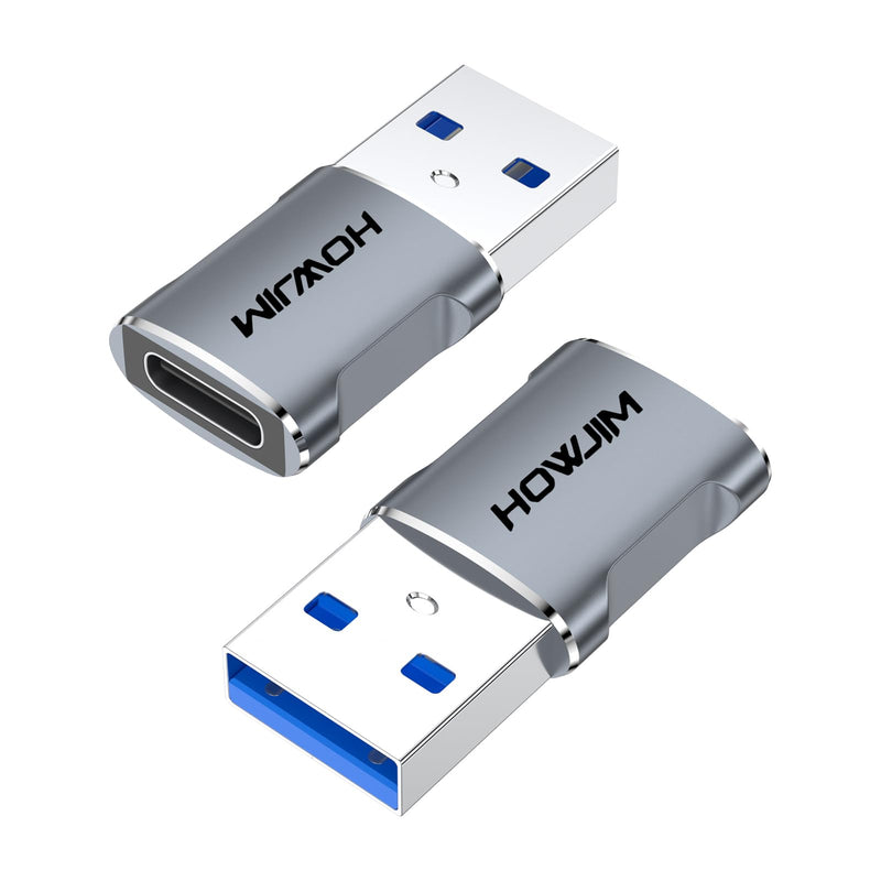 USB to USB C Adapter 2 Pack,USB C Female to Male Adapter OTG Adapter | Fast Charging 5Gbps Data Transfer,for Pad Pro Phone 15/16/17 Ga-laxy Smartphone Laptop Tablet Type-C device Gray