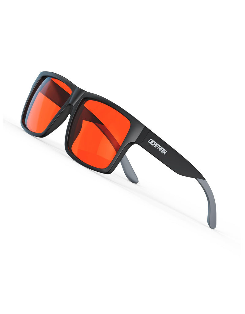 DEAFRAIN Blue Light Blocking Glasses for Men Women for Screen Glasses | XL Size, Big Heads, Computer Gaming TV, Anti Eye Strain Matte Black/Grey Gaming-Orange
