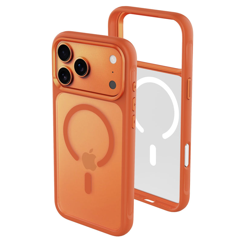 Magnetic Phone Case for iPhone 17, PC+TPU Hybrid, MagSafe Compatible, Sandblasting Back with Orange Frame, Anti-Fingerprint (Black, iPhone 17 Pro) Black