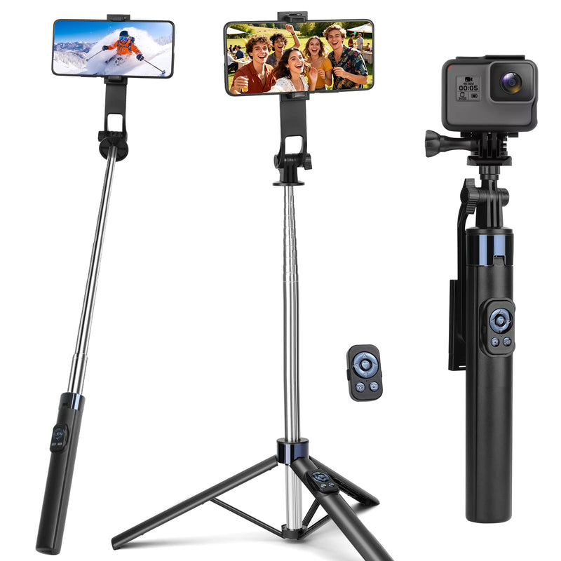 70 Inch Selfie Stick Tripod for iPhone with Remote,Extendable Selfie Stick for iPhone,Portable Travel Phone Tripod for Video Recording Live Streaming Black-A