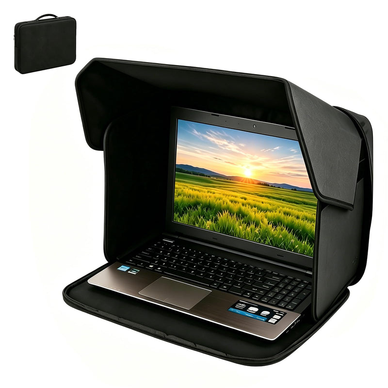 Rlozftel Laptop Sun Shade, Universal Foldable Laptop Tent Fits 12-14 inch Laptop, Computer Sun Shade Hood for Working Outside Outdoor, Travel, Beach, Protects Privacy 12-14inch