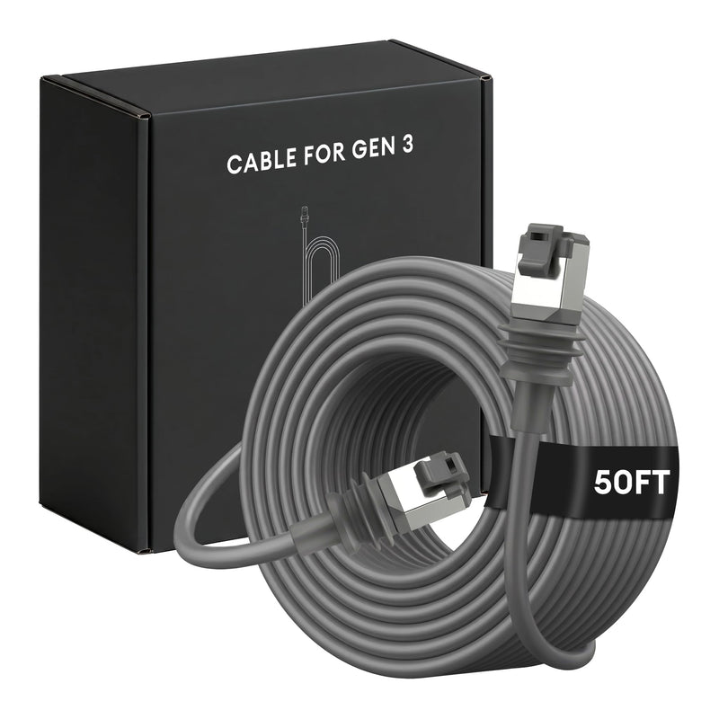 Molltto 50FT Starlink Gen 3 Cable, Starlink Mini Ethernet Cable | Outdoor Cat6 2200 Mpbs Waterproof CMR Rated Replacement and Extension Cable, Grey