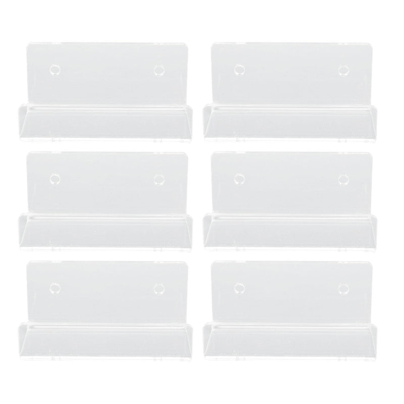 6Pcs Clear Acrylic Record Shelf, Wall Mount Vinyls CD Storage Rack Floating Shelves with Mounting Accessories, for Home Office Living Room Bedroom