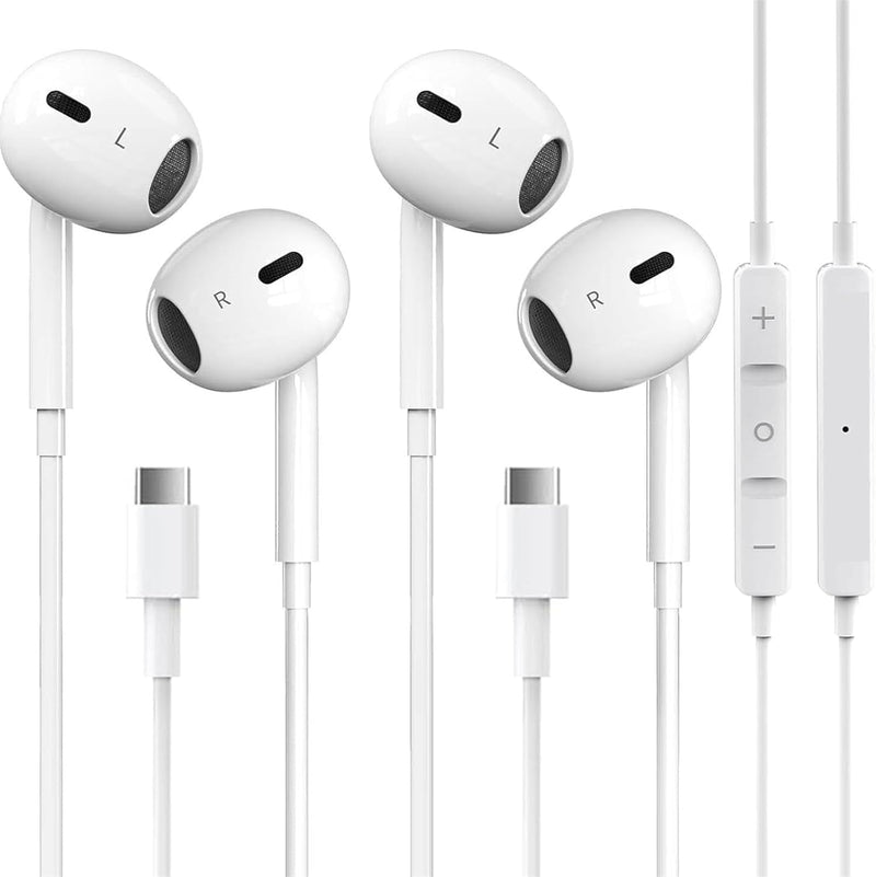 2 Pack-USB C Headphones for iPhone 17/16/15 Earbuds USB C Wired Earphones with Mic & Remote Control Noise Cancelling for 17/16/15 Plus/Air/Pro, Galaxy S25/S24/S23/S22/Ultra Note 10/20, Pixel 7/6/6a