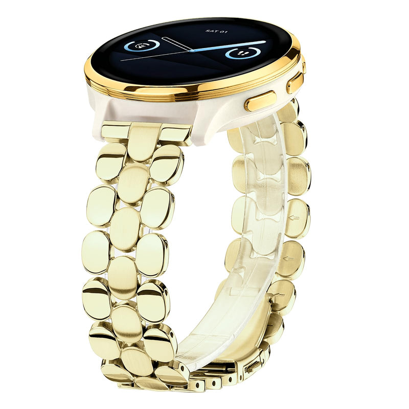 18mm Dressy Watch Bands for Garmin Venu 2s Venu 3s Venu 4 (41mm) Vivoactive 4s Vivoactive 3s Forerunner 255S / 255S Music Forerunner 265S, 18mm Stainless Steel Watch Bands for Garmin Watch for Women Champagne