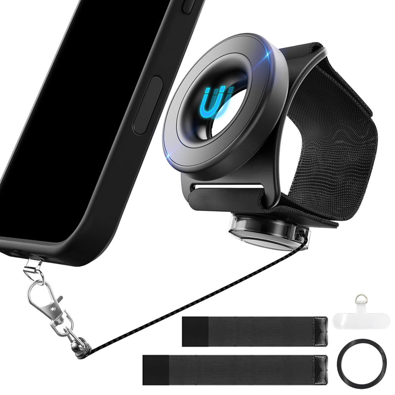 Running Phone Holder-N52 Magnetic Armband&Wrist Mount, Retractable Tether | Telescopic Anti-Drop Lanyard/360° Rotatable/ Anti-Drop/Universal/for iPhone/for Samsung/for Android Phones Black
