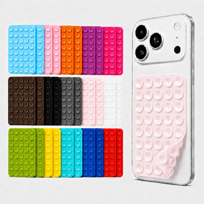 30 Pack Silicone Suction Phone Grip, Double-Sided Suction Cup Phone Holder | 40 Suction Cups for Strong Grip, Washable and Reusable Grips in 15 Colors for Mirrors, Gyms, Cars and Bathrooms