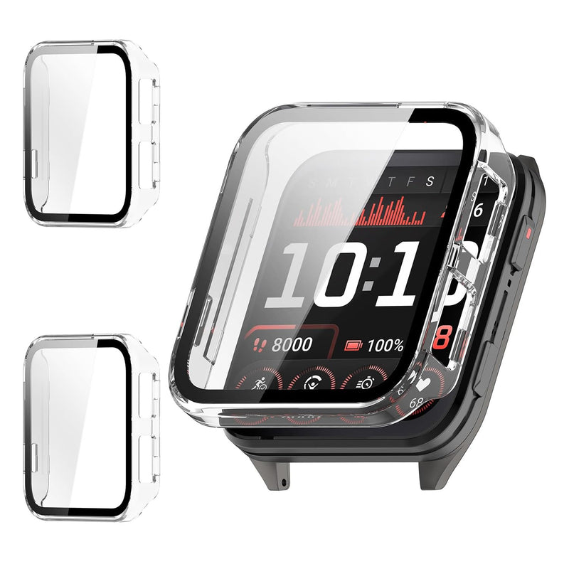 2-Pack Rc-Z Screen Protector Case for Garmin Venu X1 Smartwatch, Hard PC Bumper Built-in Tempered Glass Film Face Cover Replacement Accessories for Women Men, Clear