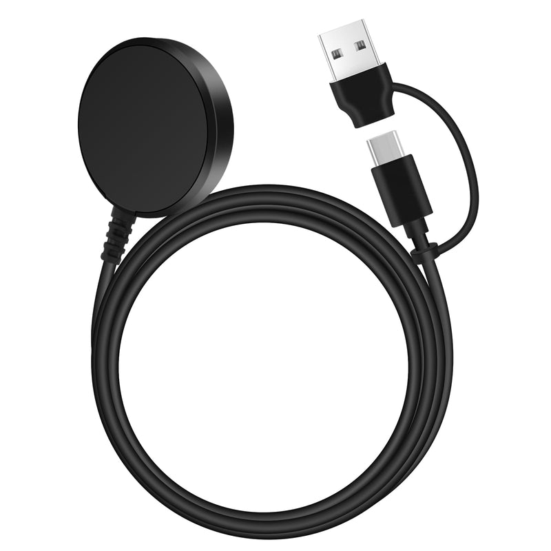 EGK 2 in 1 USB C/A Charger for Samsung Galaxy Watch | 8/8 Classic, 7/6/Ultra, 5/5 Pro/4/6 Classic/3/Active 2/Active 1/FE, Magnetic Wireless Charging Cable 3.3FT black