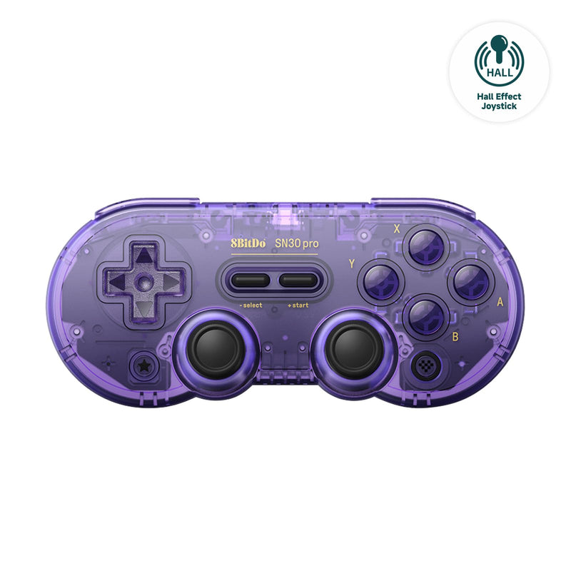 8Bitdo SN30 Pro Wireless Bluetooth Controller, Hall Effect Joystick | Rumble Vibration USB-C Cable Gamepad Compatible with Switch/Switch 2,Windows, Mac OS, Android, Steam - Crystal Purple