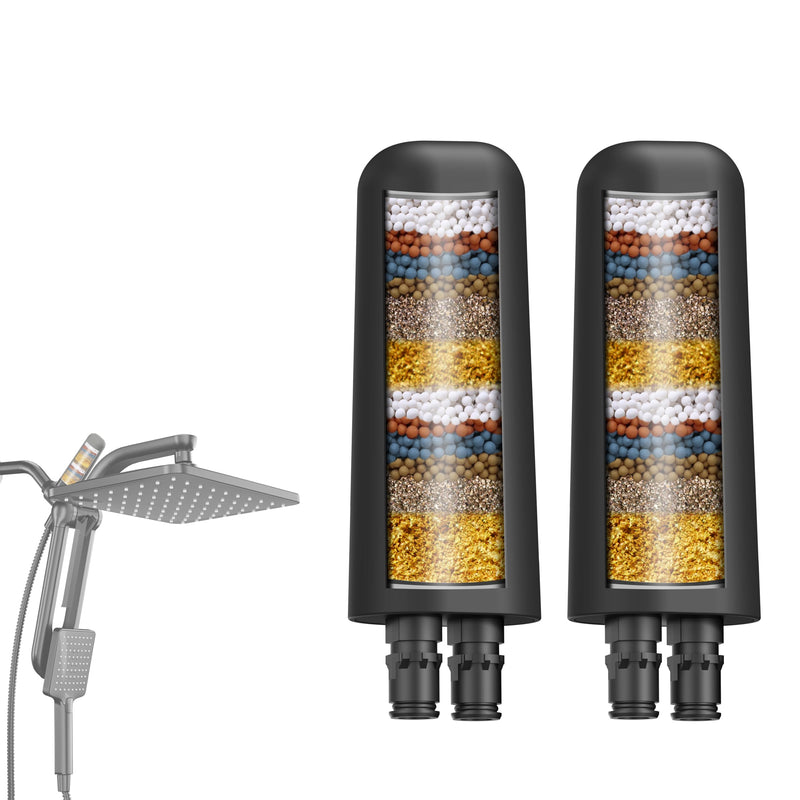 2-Pack Black Shower Head Filter Replacement for L400099 DAKINGS Matte Black Filtered Rainfall Shower Head Combo, Remove Chlorine, Reduces Dry Itchy Skin Premium Black 2