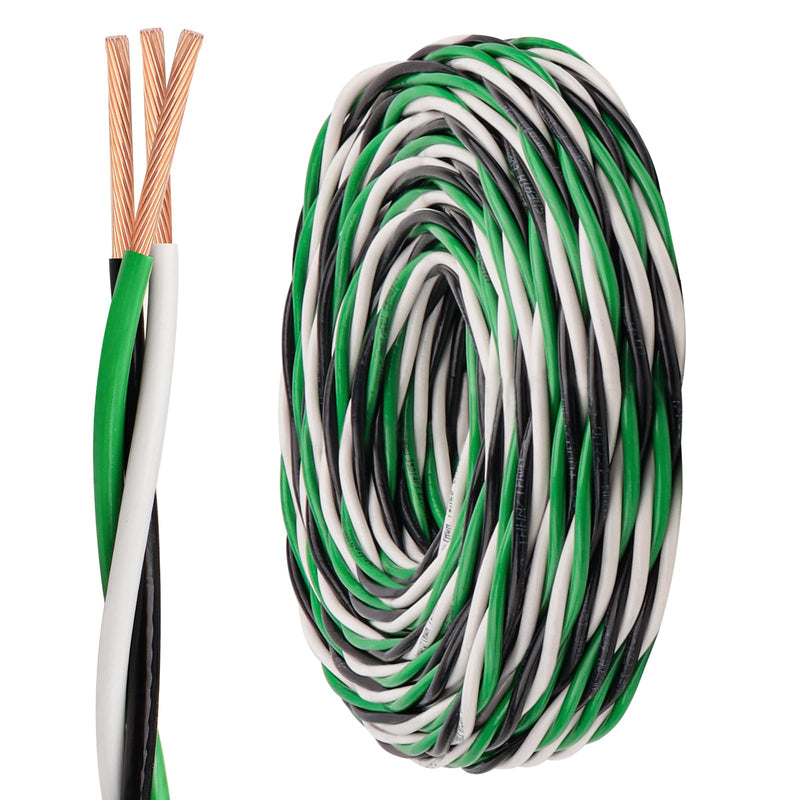 MOOKEERF THHN Wire 12 Gauge 3 Conductor (Black/White/Green) 15FT - OFC Stranded Copper 12 AWG Pre-Twisted Electrical Building Wire 600V with Nylon Jacket for Residential, Industrial, Ground, CNC 12AWG 15FT