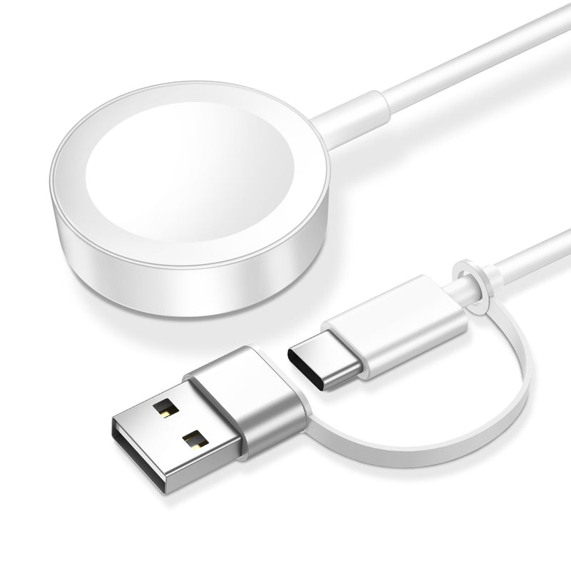 Upgraded for 2in1 USB A/C Apple Watch Charger Magnetic Charging Cable | Home and Travel Essentials Wireless Charger Compatible With iWatch Series Ultra/SE/11/10/9/8/7/SE/6/5/4/3/2-6.6ft White 6.6ft