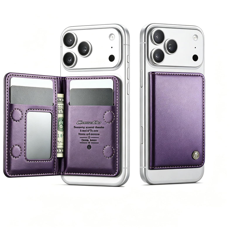 Magnetic Wallet for iPhone, Detachable Magnetic Card Holder Compatible with MagSafe, RFID Blocking Magnetic Phone Wallet with Kickstand for iPhone 17/16/15/14/13/12 Series, Purple