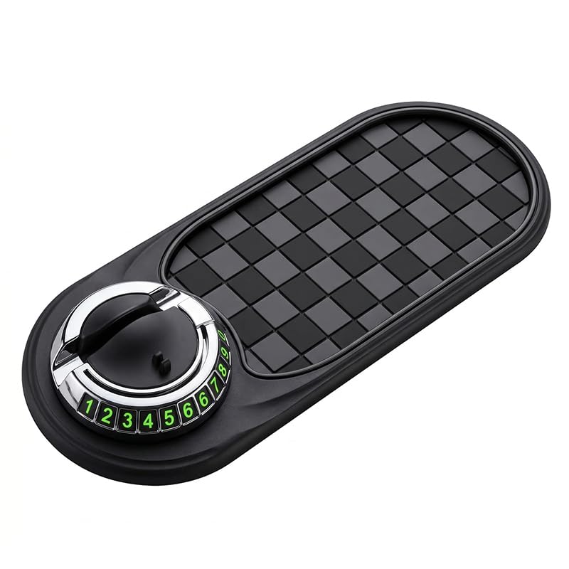 Anti Slip Mat for Car Dashboard-for Phones,Sunglasses,Keys,Daily Essentials | Car Dash Accessories-With 360° Rotating Phone Holder,Multi-Functional Organizer Pad,Adjustable And Secure Grip (Black)