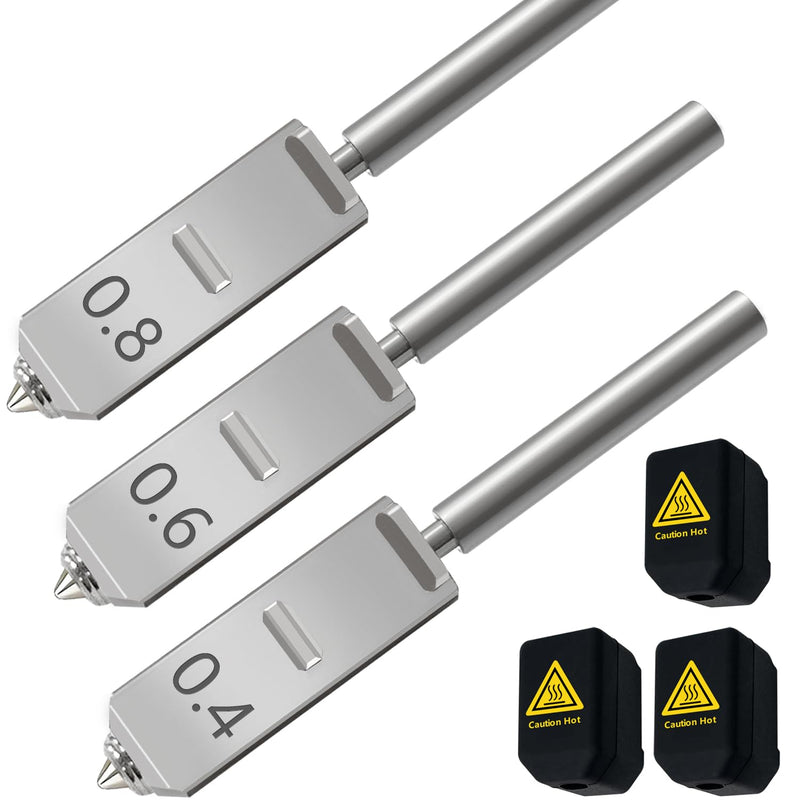 3PCS Kobra S1 Max 0.4/0.6/0.8mm Hotend Nozzles 3D Printer Assembled Extruder Kits Extra 3PCS Silicone Socks Cover- for Anycubic Kobra S1 Max All Metal Hot End/Printhead Replacement Integrated Nozzle 6