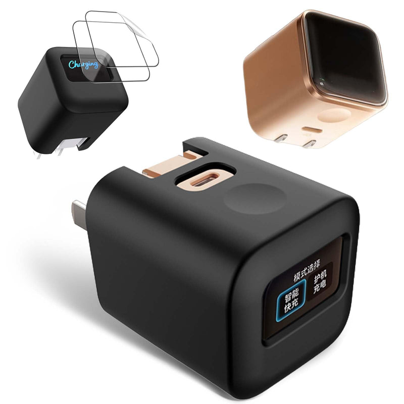 Case for Anker Nano 45W Max,NOUKAJU Silicone Protective Case,Drop-Proof,Scratch-Proof,Shock-Proof,Dust-Proof,Screen Protector for Anker Nano 45W Max Charger(Black)