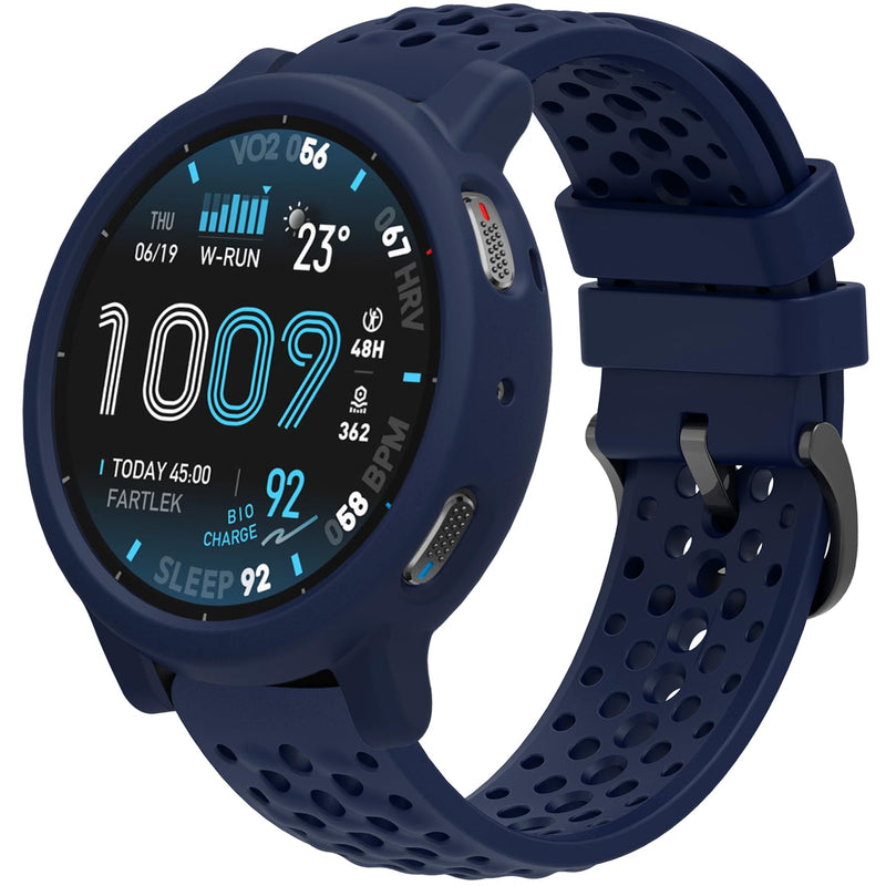Lijinlan Case and Band Fit for Amazfit Active Max, Soft Silicone Protective Case Cover with Breathable Sport Replacement Strap for Amazfit Active Max Smart Watch Accessories Navy