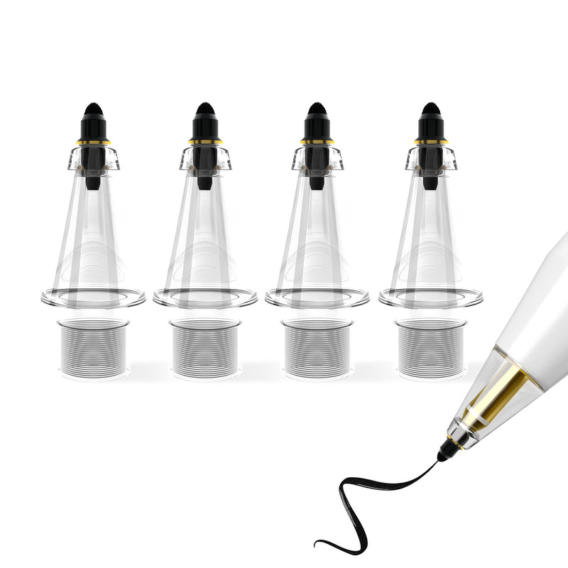 Soft Brush Replacement Tips(4X) for Apple Pencil 1st/2nd/USB-C/Pro, No Slip, Similar to Paper, High-Friction Pen Tip for Note-Taking, Suitable for Meeting, Classrooms, and Libraries, Almost No Noise