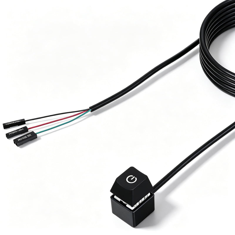 PC Power Button with 118" Cable, External PC Power Switch | Desktop Computer Power Switches Computer Power Switch LED on/off Switch PC Power Button Extension for Computer Motherboard