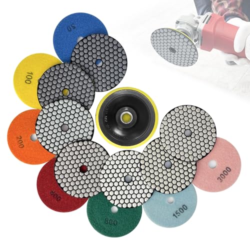 Dry Diamond Polishing Pads,6 Inch Polishing Pads Set of 8 Pieces Plus 6 inch-50-6000