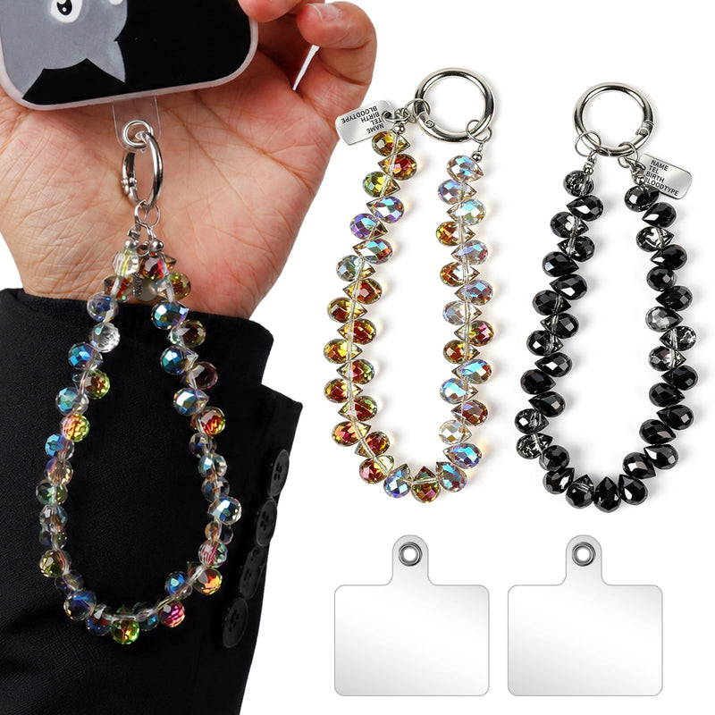 2PCS Droplet Crystals Beaded Phone Wrist Strap, Cellphone Lanyard Chain, Phone Charm Chain Keychain Beaded Cellphone Lanyard for Women
