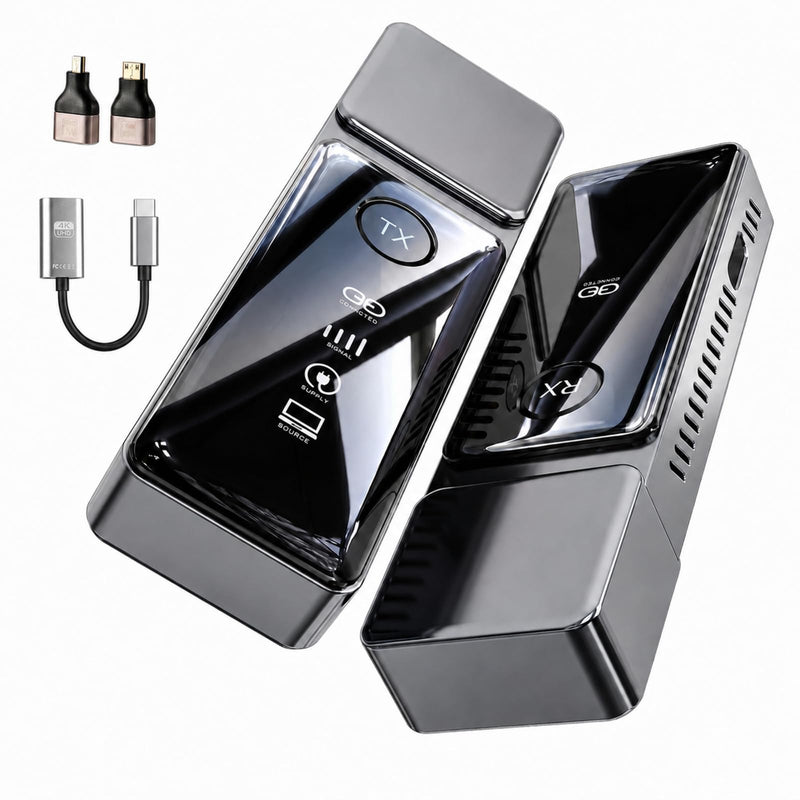 Wireless HDMI Transmitter and Receiver 1080P@60Hz Zero Latency | 5GHz Wireless HDMI, Plug & Play, 4K Decode, <0.01s Latency, Up to 328ft Range. Includes USB-C, Mini & Micro Adapter Gray