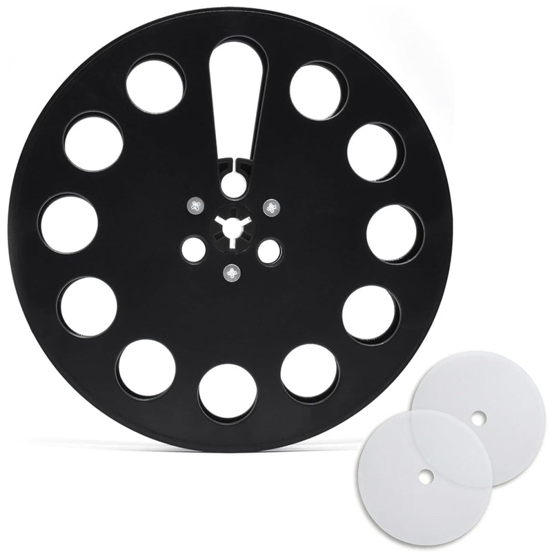7 Inch Empty Takeup Reel for 1/4 Inch Tape Recorder, Black | Includes 2 silicone pads for secure tape winding, compatible with most open reel tape recorders and recording systems