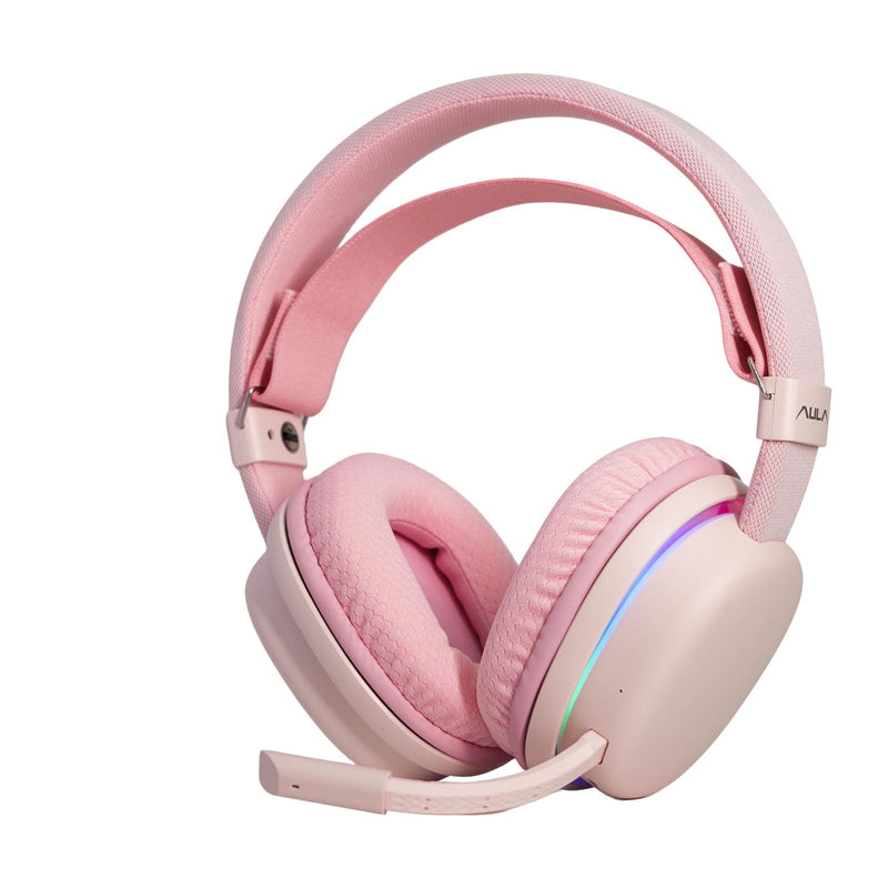 G7 Wireless Gaming Headset, Surround Sound 10ms Low Latency, PC Headset with Detachable Noise Canceling Mic, 40mm Driver, Tri-Mode 2.4G/BT5.2/Wired, Over Ear Headphone for PS5,PS4,Switch Pink