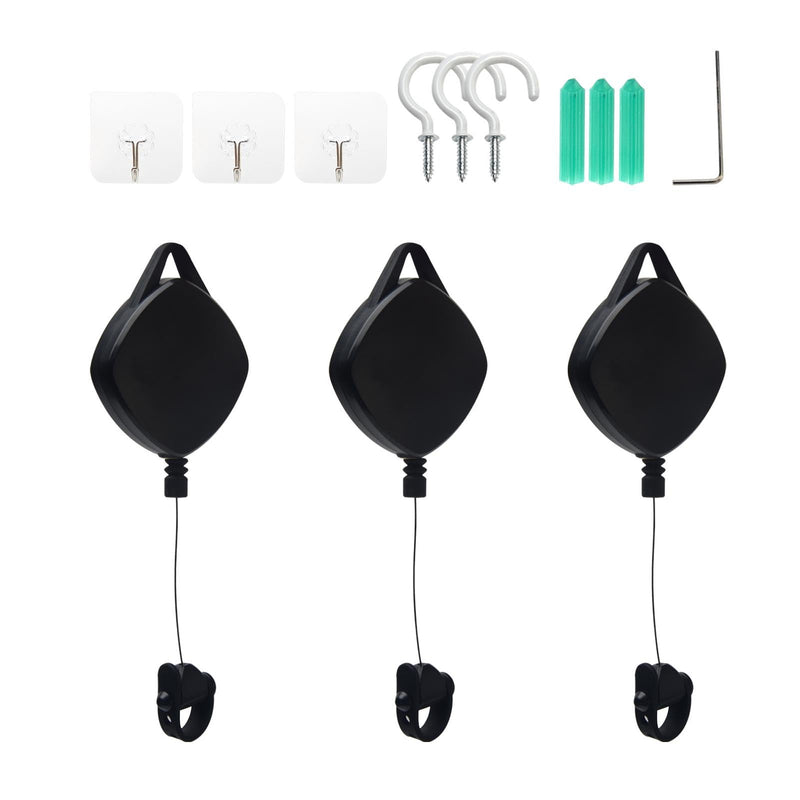 VR Cable Management, 3pcs Retractable Ceiling Pulley System, 360° Rotable VR Cable Hook, Noise-Free V R Accessories Cabl-e for Oculu-s/Rift S/Viv-e/Ps V-r