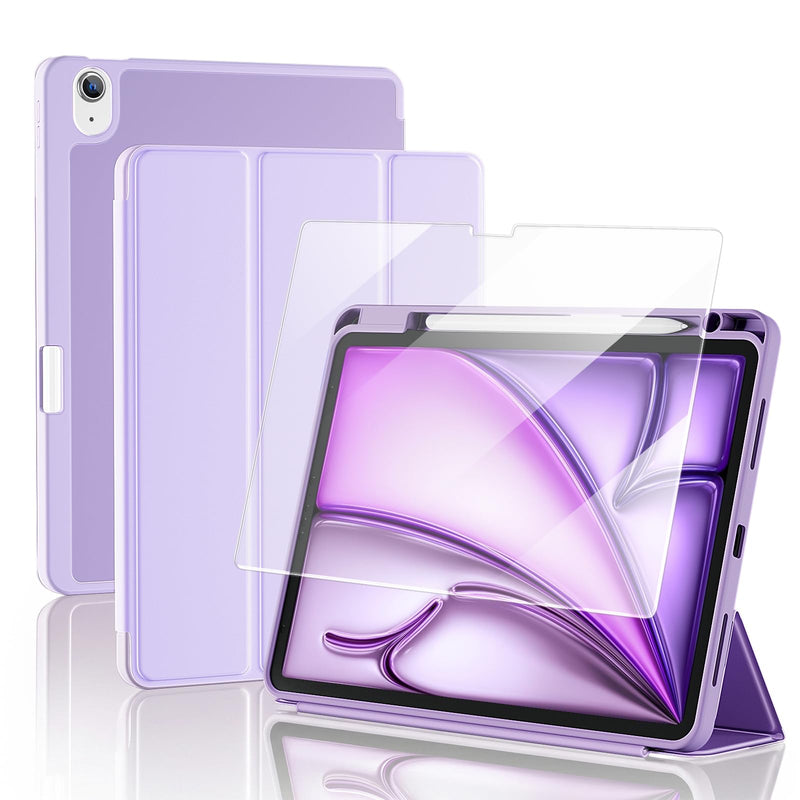ProCase iPad Air 11 Case with Tempered Glass Screen Protector for M4/M3/M2 | All-in-One Protection Set, Pencil Holder, Slim Trifold Stand, Auto Wake/Sleep (2026/2025/2024) - Purple