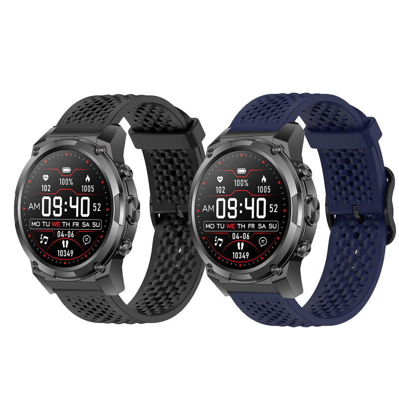 Lamshaw Compatible for Gard Pro Ultra 3 Bands, Quick Release Silicone band with Metal Buckle Compatible for Gard Pro Ultra 3, ULTRA 2+, HEALTH 3 48mm, 41mm, HEALTH 2+, 2 Smart Watch 2 Pack-1 22mm size band