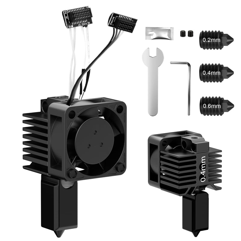 BURMONG P1P P1S Hotend Complete Kit, Hotend Complete Kit for Bambu Lab P1P/P1S 3D Printer, Full Assembly 0.2/0.4/0.6 mm Hardened Steel Nozzle with Ceramic Heater, Extruder Heating Block Replacement