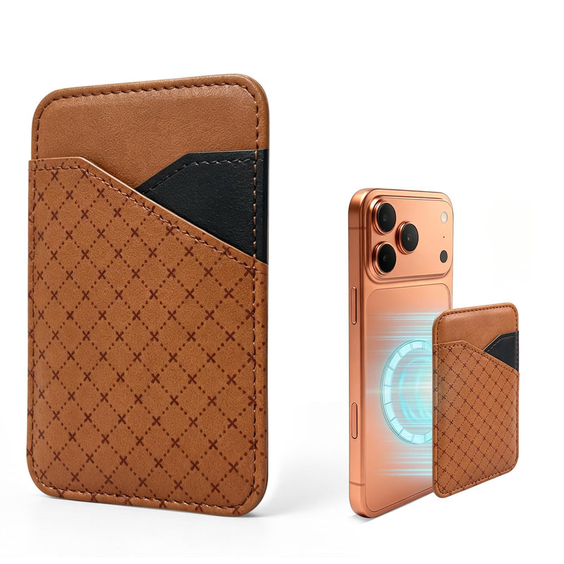 for MagSafe Wallet, Stronger Magnetic Wallet for iPhone 17/16/15/14/13/12 Pro Max Plus Air Series, 2 Card Slots, Slim Leather Phone Cards Holder (Classic Brown) Classic Brown