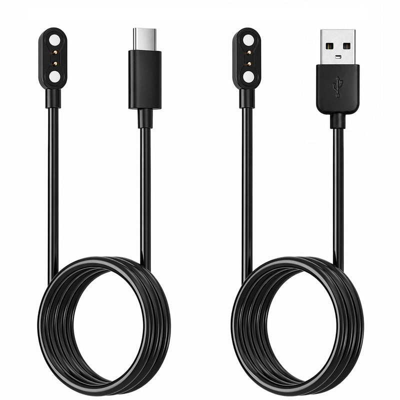 2Pack Smart Watch Charger for VeryFit/VeryFitPro, USB C & USB A Magnetic Charging Cable for IDW13/15/16/17/19/21/23/25/26/28, ID208, GTX20, Letsfit Willful YAMAY SW023 ID205L SW021 ID205U ID205S SW025 USB A+USB C