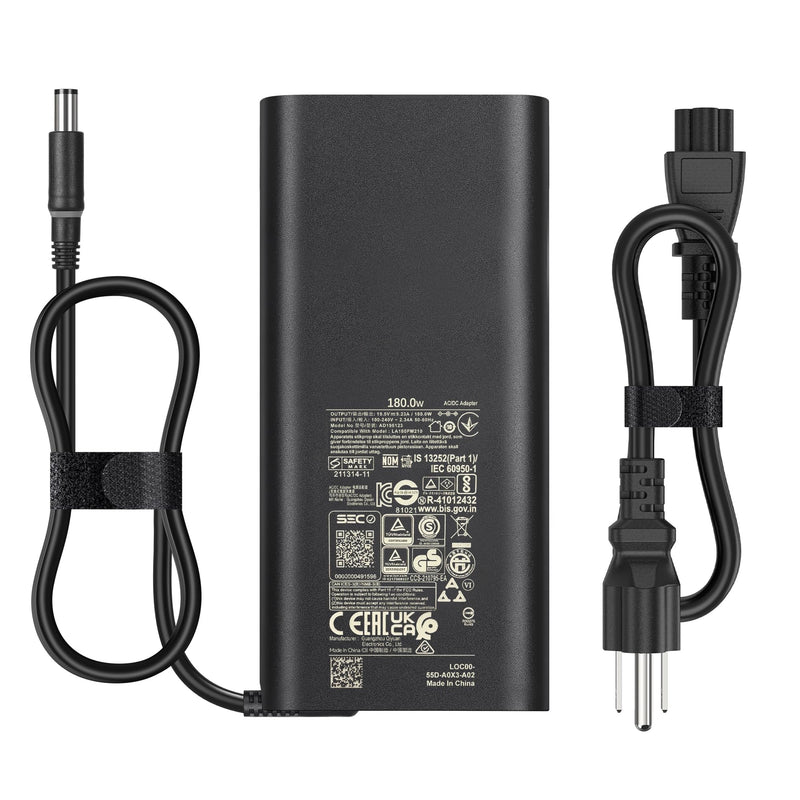 180W GaN 7.4mm Laptop Charger Compatible with Dell Precision | 19.5V 9.23A Center Pin AC Adapter for Alienware M15 M17 15 17 7670-7780 Barrel Tip Replaces LA180PM210 HA180PM210 10KFT TXR1N