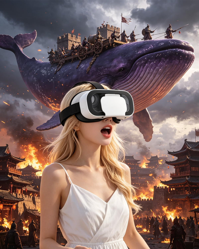 VR Headset 3D Virtual Reality Glasses Helmet for Mobile Gaming Movies White